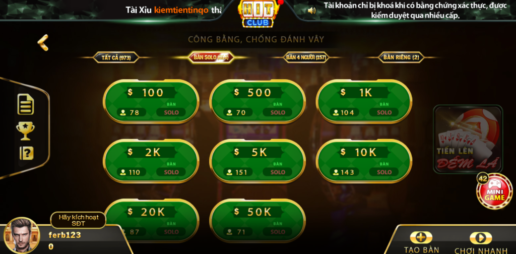 game bài tiến lên đếm lá