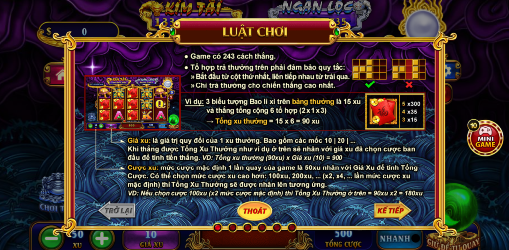 luật chơi kho tàng ngũ long