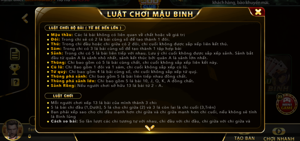 luật chơi mậu binh