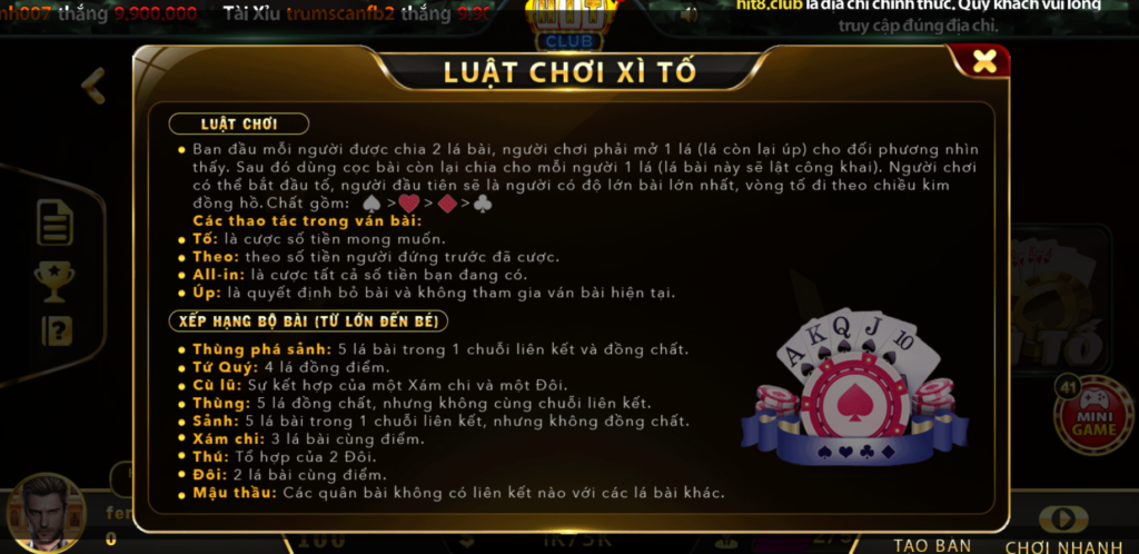 luật chơi xì tố