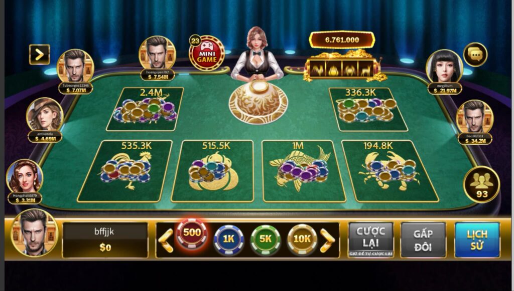 Giao diện bắt mắt của game bầu cua